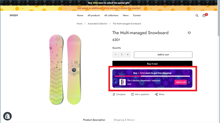 product booster on the product page